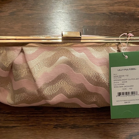 Lilly Pulitzer Opening Night Clutch Gold and Light Pink - New with tags! - Picture 4 of 6